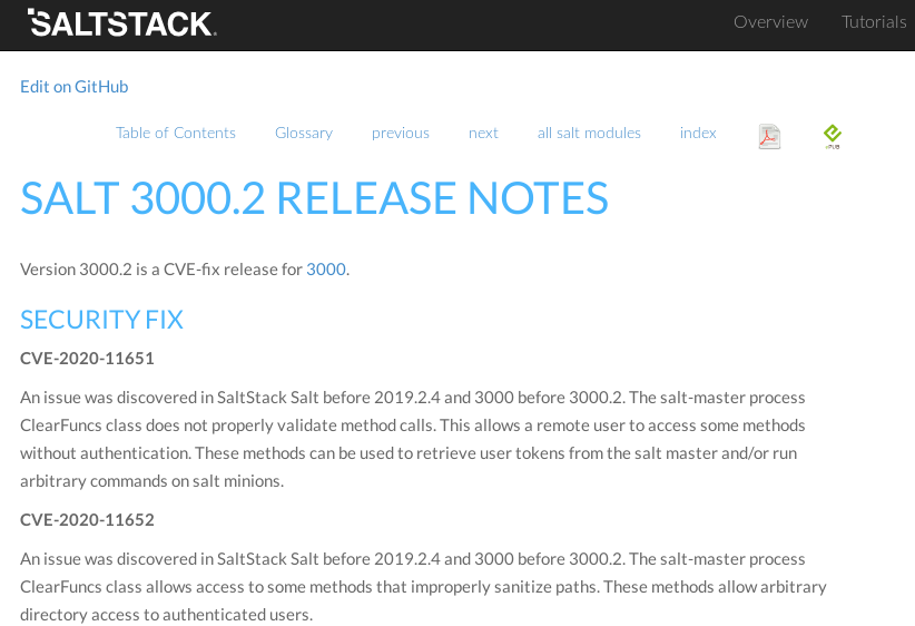 saltsstack release notes